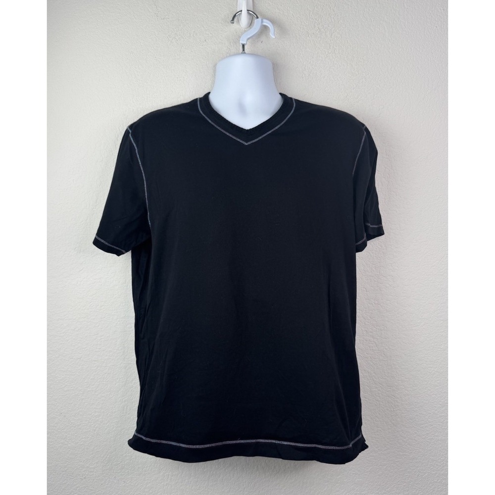 Robert Graham Classic Fit V-Neck T-Shirt Mens Large Maxfield Black Supima Cotton